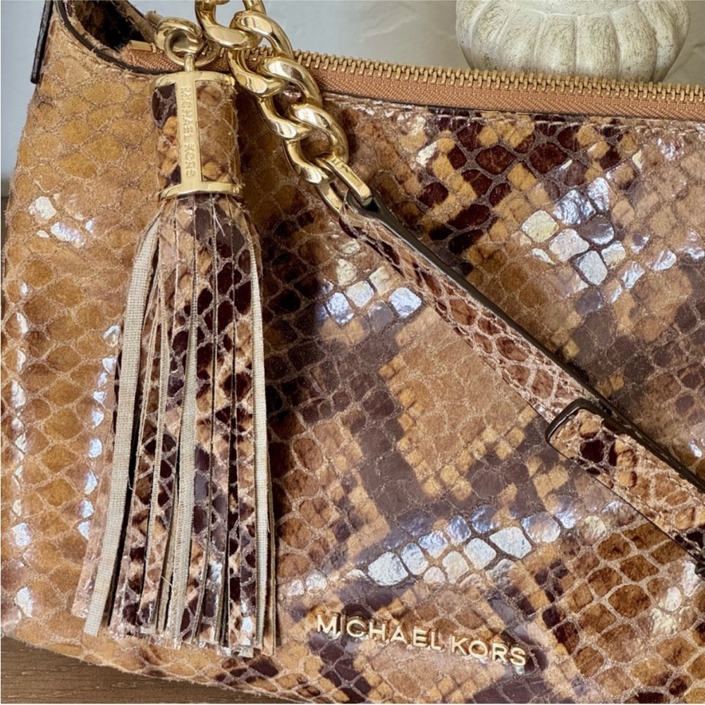 Michael Kors Leather Snakeskin Crossbody Bag Authentic Rare - Picture 6 of 9
